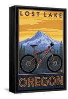 Lost Lake, Oregon - Mountain Bike Scene-Lantern Press-Framed Stretched Canvas