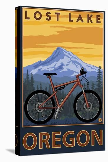 Lost Lake, Oregon - Mountain Bike Scene-Lantern Press-Stretched Canvas