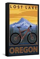 Lost Lake, Oregon - Mountain Bike Scene-Lantern Press-Framed Stretched Canvas