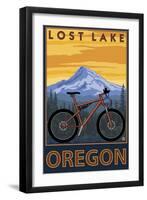 Lost Lake, Oregon - Mountain Bike Scene-Lantern Press-Framed Art Print