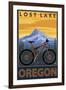 Lost Lake, Oregon - Mountain Bike Scene-Lantern Press-Framed Art Print