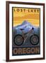 Lost Lake, Oregon - Mountain Bike Scene-Lantern Press-Framed Art Print