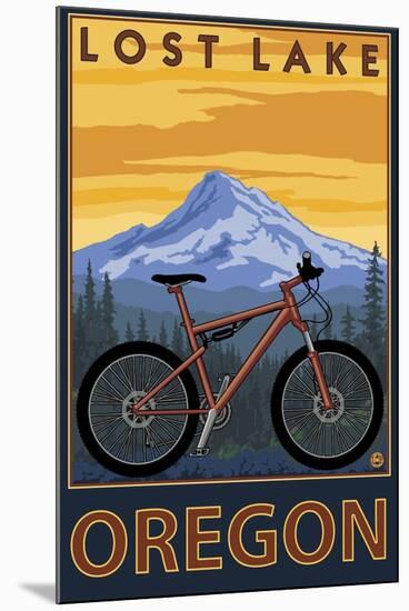 Lost Lake, Oregon - Mountain Bike Scene-Lantern Press-Mounted Art Print