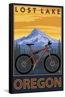 Lost Lake, Oregon - Mountain Bike Scene-Lantern Press-Framed Stretched Canvas