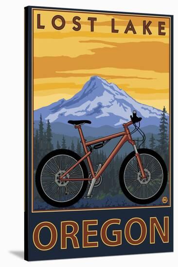 Lost Lake, Oregon - Mountain Bike Scene-Lantern Press-Stretched Canvas