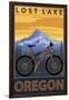 Lost Lake, Oregon - Mountain Bike Scene-Lantern Press-Framed Premium Giclee Print