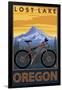 Lost Lake, Oregon - Mountain Bike Scene-Lantern Press-Framed Premium Giclee Print