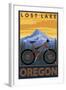 Lost Lake, Oregon - Mountain Bike Scene-Lantern Press-Framed Art Print