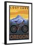 Lost Lake, Oregon - Mountain Bike Scene-Lantern Press-Framed Art Print