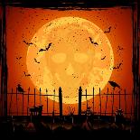 Orange Moon with Skull-losw-Framed Art Print