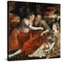 Lot and His Daughters, 1563 (Oil on Wood)-Jan Massys-Stretched Canvas