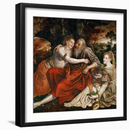 Lot and His Daughters, 1563 (Oil on Wood)-Jan Massys-Framed Giclee Print