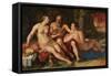 Lot and His Daughters, 1616 (Oil on Canvas)-Hendrik Goltzius-Framed Stretched Canvas