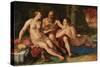 Lot and His Daughters, 1616 (Oil on Canvas)-Hendrik Goltzius-Stretched Canvas