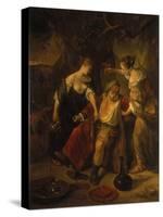 Lot and His Daughters-Jan Steen-Stretched Canvas