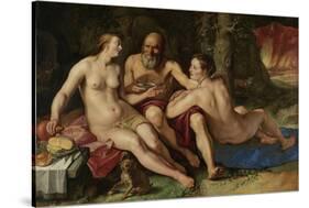 Lot and His Daughters-Hendrick Goltzius-Stretched Canvas