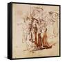 Lot and His Family, Pen and Ink Drawing-Rembrandt van Rijn-Framed Stretched Canvas