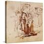 Lot and His Family, Pen and Ink Drawing-Rembrandt van Rijn-Stretched Canvas