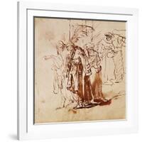 Lot and His Family, Pen and Ink Drawing-Rembrandt van Rijn-Framed Giclee Print