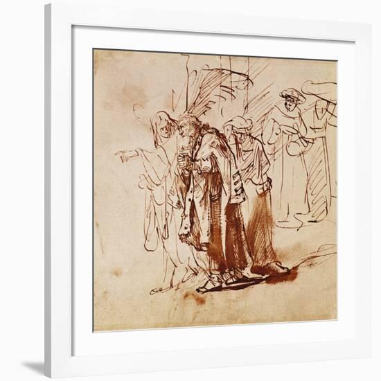 Lot and His Family, Pen and Ink Drawing-Rembrandt van Rijn-Framed Giclee Print