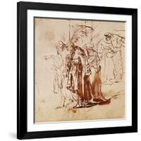 Lot and His Family, Pen and Ink Drawing-Rembrandt van Rijn-Framed Giclee Print