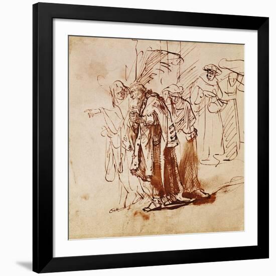 Lot and His Family, Pen and Ink Drawing-Rembrandt van Rijn-Framed Giclee Print