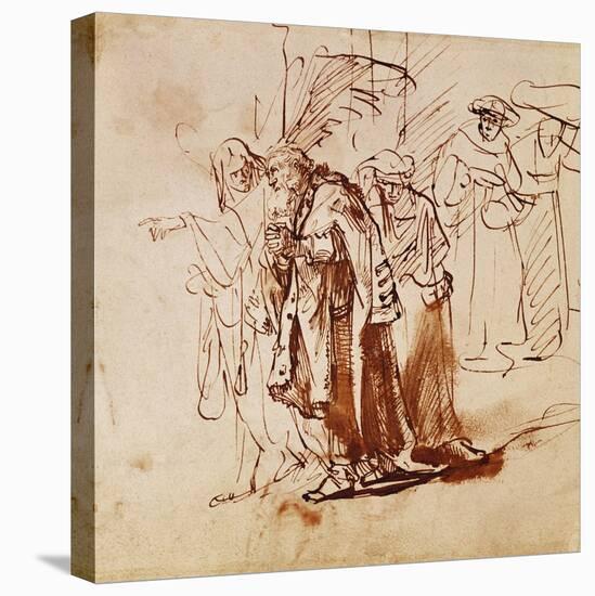 Lot and His Family, Pen and Ink Drawing-Rembrandt van Rijn-Stretched Canvas