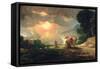 Lot Fleeing from Sodom, 1810 (Oil on Panel)-Benjamin West-Framed Stretched Canvas