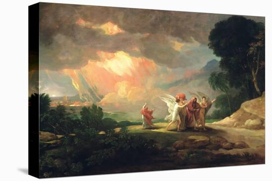 Lot Fleeing from Sodom, 1810 (Oil on Panel)-Benjamin West-Stretched Canvas