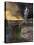 Lot's Wife Becomes a Pillar of Salt Because She Looked Back at Sodom's Destruction-null-Stretched Canvas