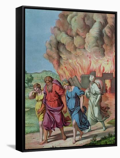 Lot's Wife Looks Back at Sodom and is Changed Into a Pillar of Salt, Illustration For a Catechism-null-Framed Stretched Canvas
