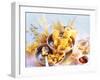 Lots of Different Types of Pasta in Dishes, Tomato Sauce-Ulrike Holsten-Framed Photographic Print