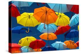 Lots of Umbrellas Coloring the Sky in the City of Agueda, Portugal-Hugo Felix-Stretched Canvas