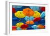 Lots of Umbrellas Coloring the Sky in the City of Agueda, Portugal-Hugo Felix-Framed Photographic Print