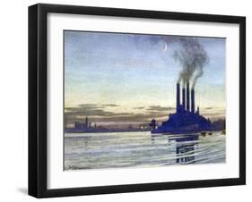 Lots Road Power Station - Evening, 20th Century-Samuel Harry Hancock-Framed Giclee Print