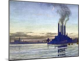 Lots Road Power Station - Evening, 20th Century-Samuel Harry Hancock-Mounted Giclee Print