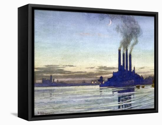 Lots Road Power Station - Evening, 20th Century-Samuel Harry Hancock-Framed Stretched Canvas