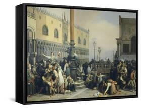 Lottery Draw in Saint Mark's Square, 1847-Eugenio Gignous-Framed Stretched Canvas