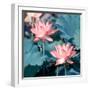 Lotus Flower Blooming in Summer Pond with Green Leaves as Background-kenny001-Framed Photographic Print