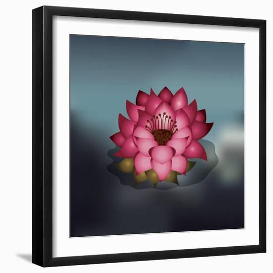 Lotus Flower over Blur Isolated Icon Design-Paulo Gomez-Framed Art Print