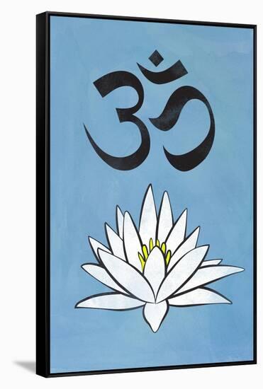 Lotus Meditation AUM Blue Plastic Sign-null-Framed Stretched Canvas