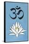 Lotus Meditation AUM Blue Plastic Sign-null-Framed Stretched Canvas