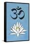 Lotus Meditation AUM Blue Plastic Sign-null-Framed Stretched Canvas