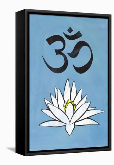 Lotus Meditation AUM Blue Plastic Sign-null-Framed Stretched Canvas