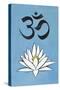 Lotus Meditation AUM Blue Plastic Sign-null-Stretched Canvas