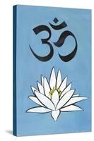 Lotus Meditation AUM Blue Plastic Sign-null-Stretched Canvas