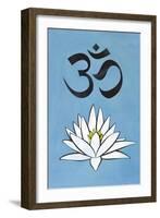 Lotus Meditation AUM Blue Plastic Sign-null-Framed Art Print