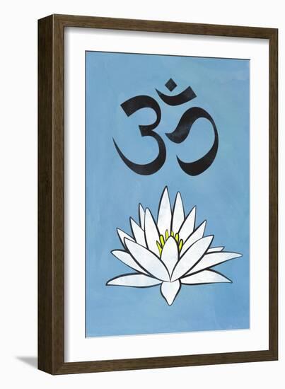 Lotus Meditation AUM Blue Plastic Sign-null-Framed Art Print