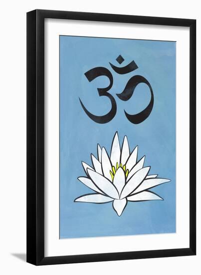 Lotus Meditation AUM Blue Plastic Sign-null-Framed Art Print