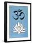 Lotus Meditation AUM Blue Plastic Sign-null-Framed Art Print